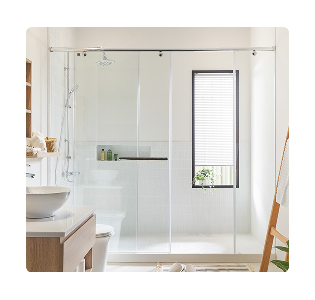 OVO京典衛浴 淋浴拉門推薦 無框淋浴門    一字兩片型 左右移動式