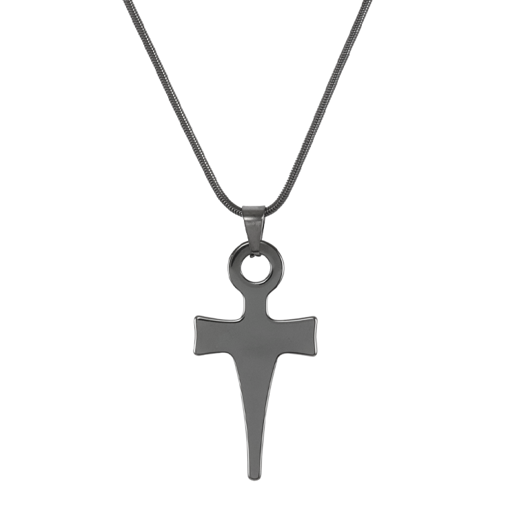 鎢鋼項鍊，男士項鍊 錐形十字架；極簡設計中散發力量（3599 黑色）