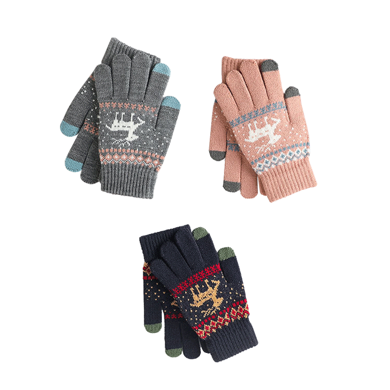 雙層加絨針織手套