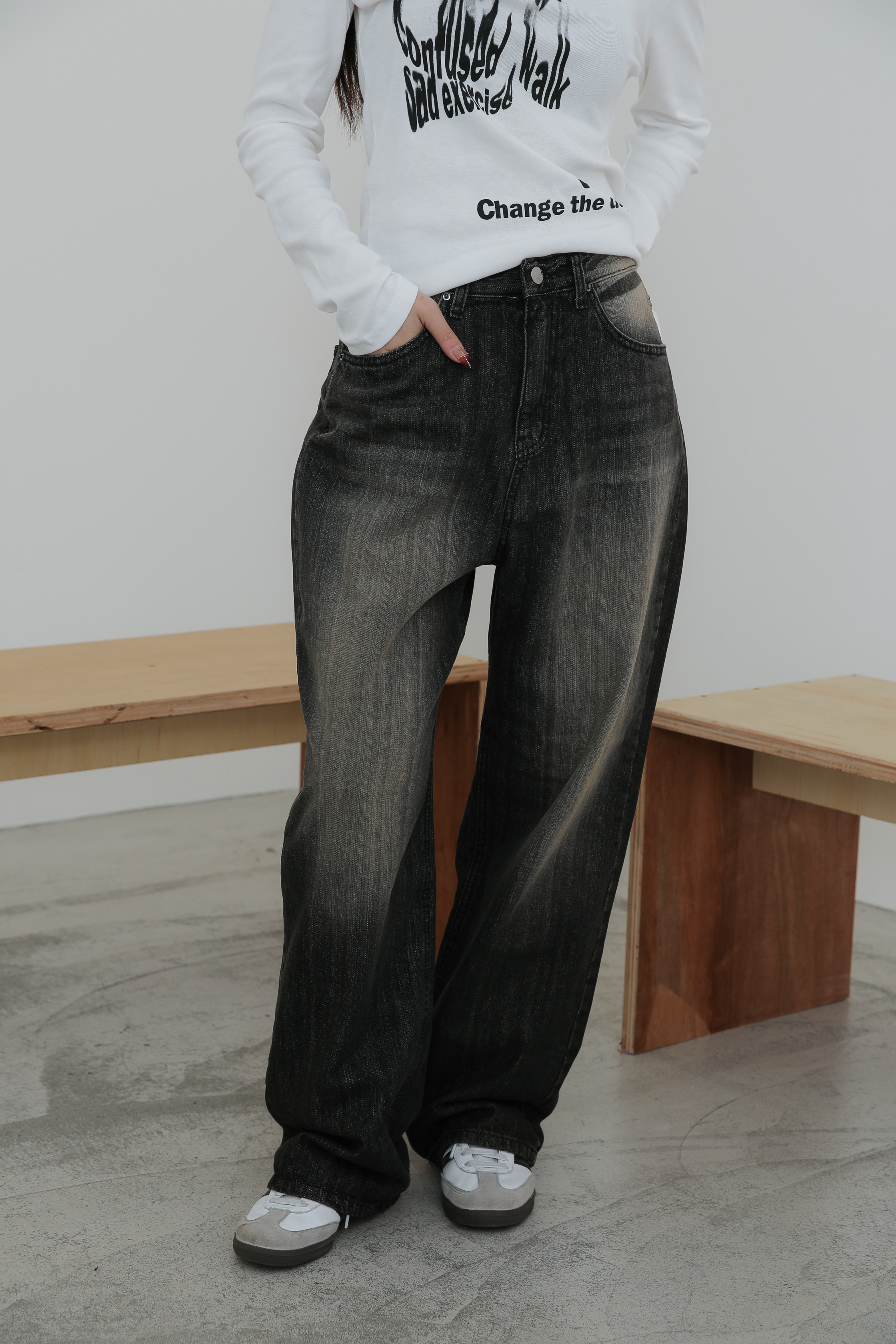 Lois Washing Wide Jeans #單寧褲