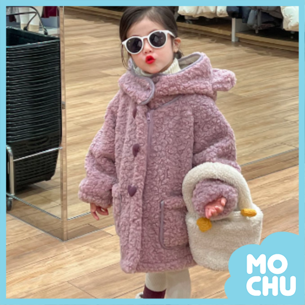 紫色熊耳朵連帽棉衣外套