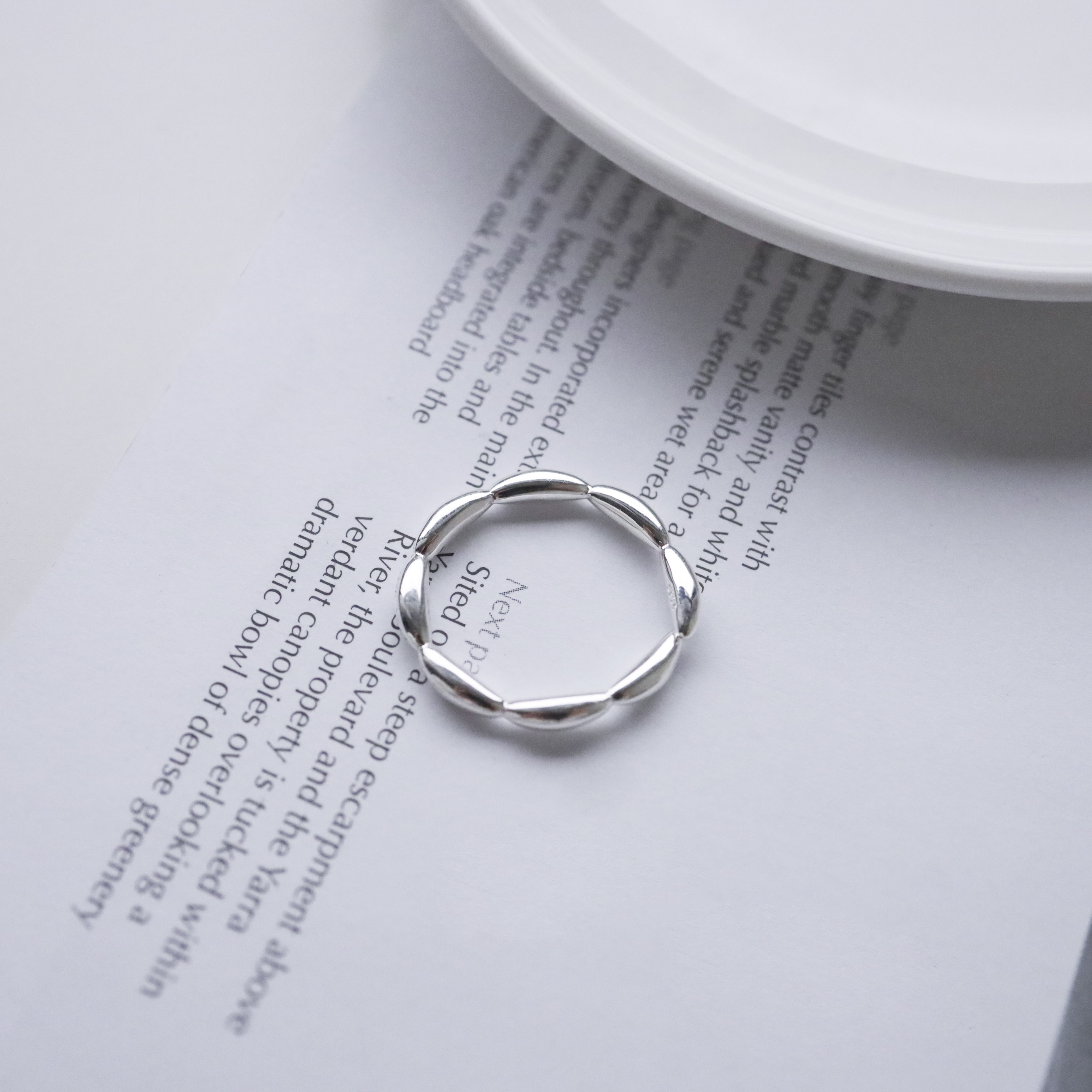 925純銀長豆豆串開口戒