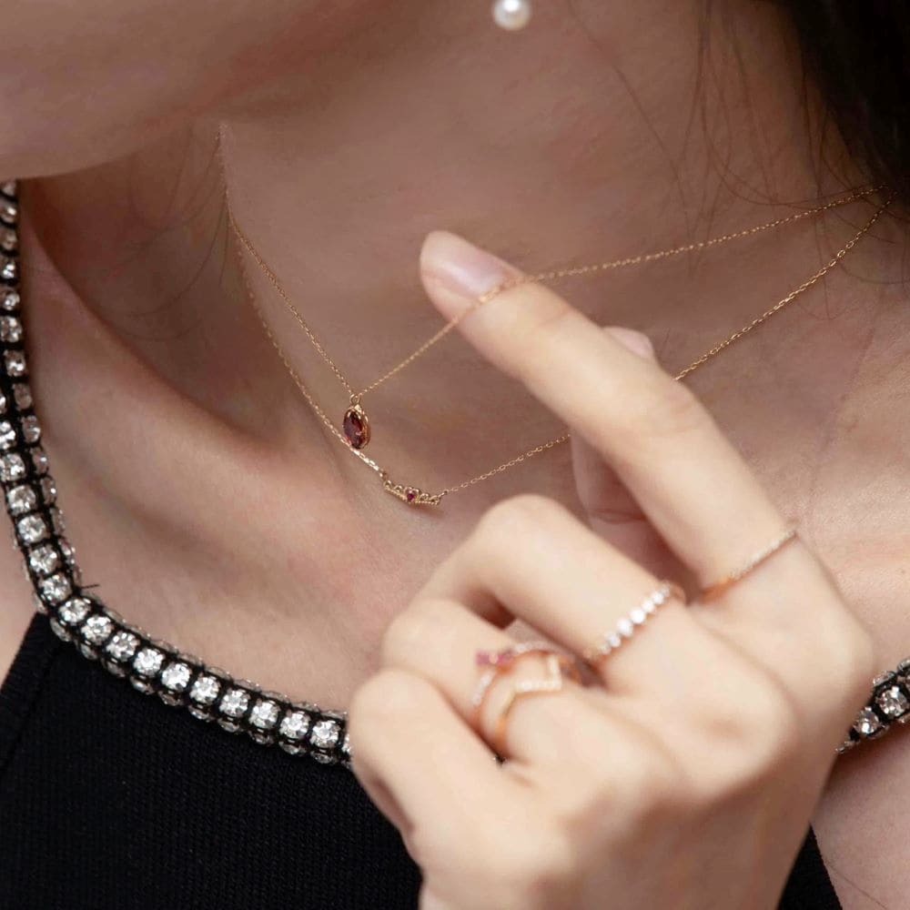 【me.luxe】K10黃K紅寶/鑽石公主鍊