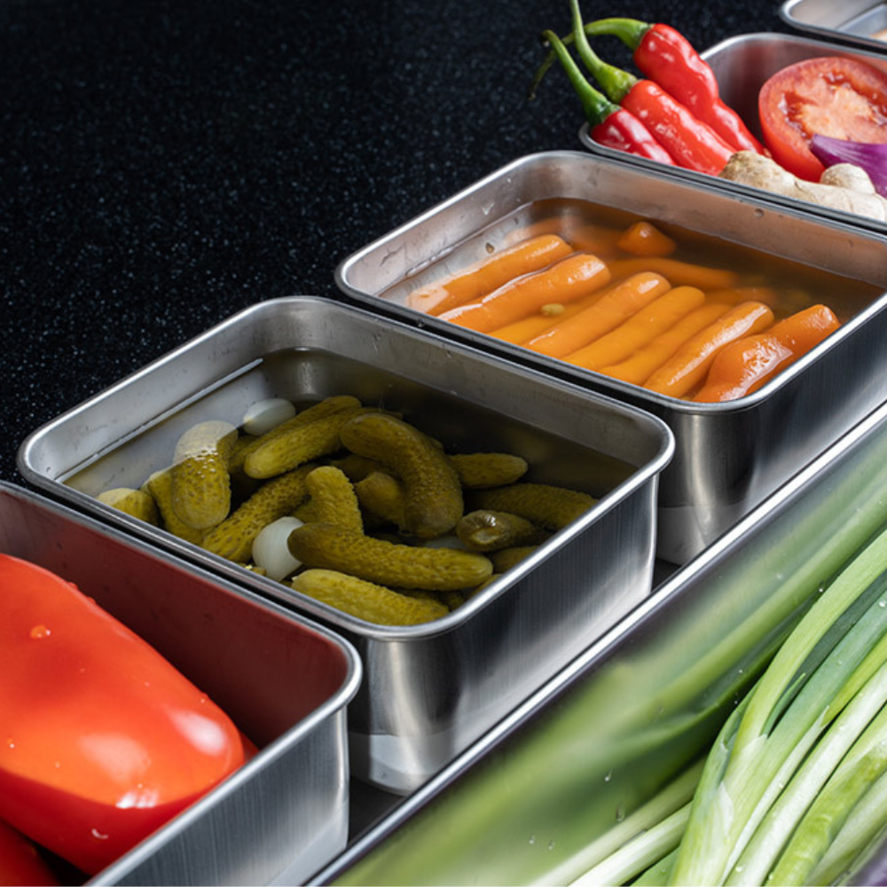 《遠藤商事》日本製304不鏽鋼製附蓋多格調味備料盒中型款(長型4入)