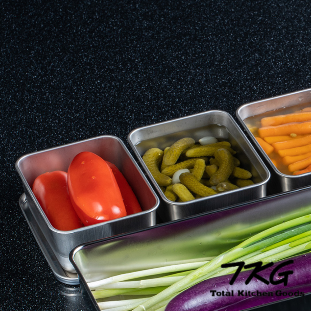 《遠藤商事》日本製304不鏽鋼製附蓋多格調味備料盒中型款(長型4入)