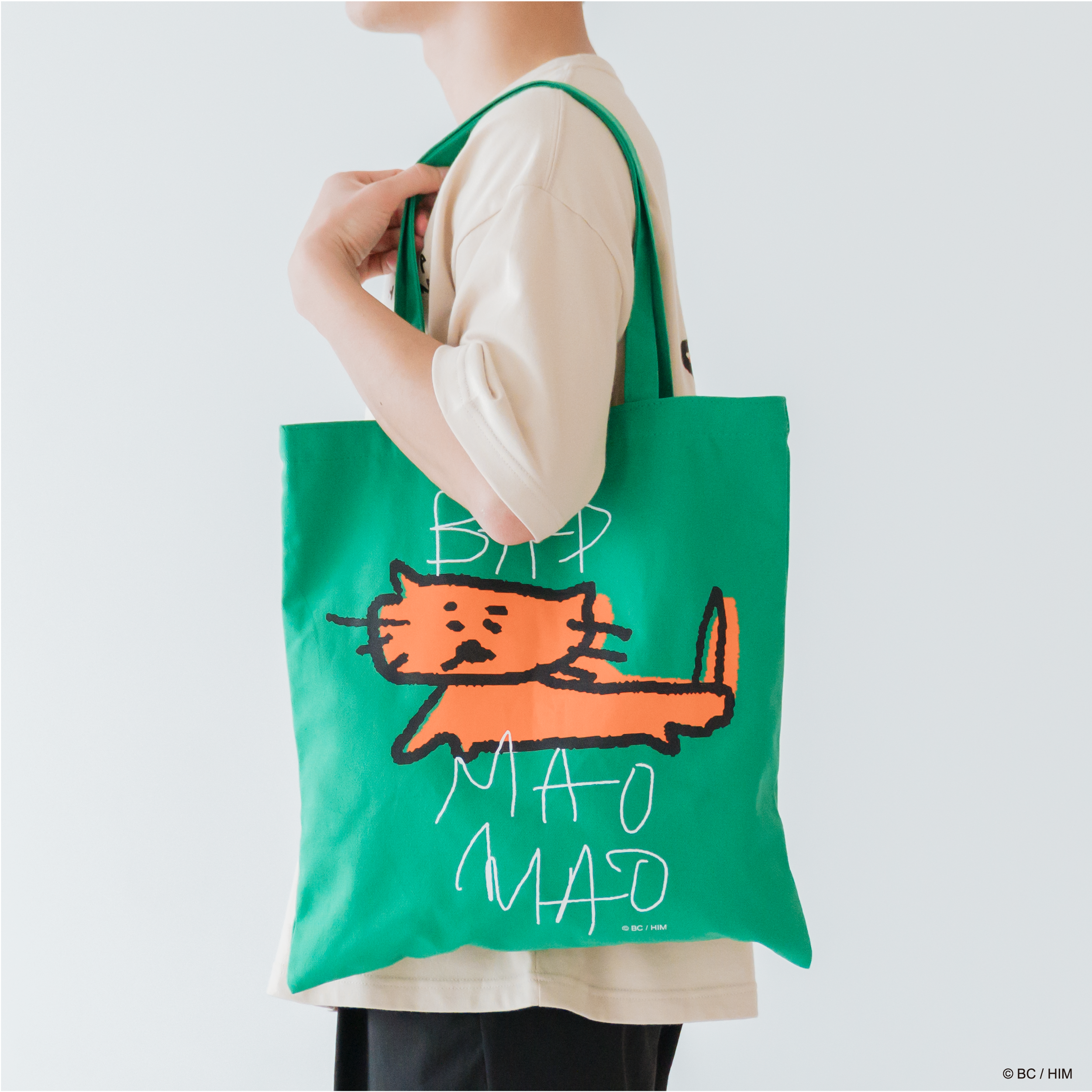 【慢慢挑 x 掰掰啾啾｜左手畫的壞貓貓托特包】 （厚磅數硬挺材質/可肩背/有內袋）