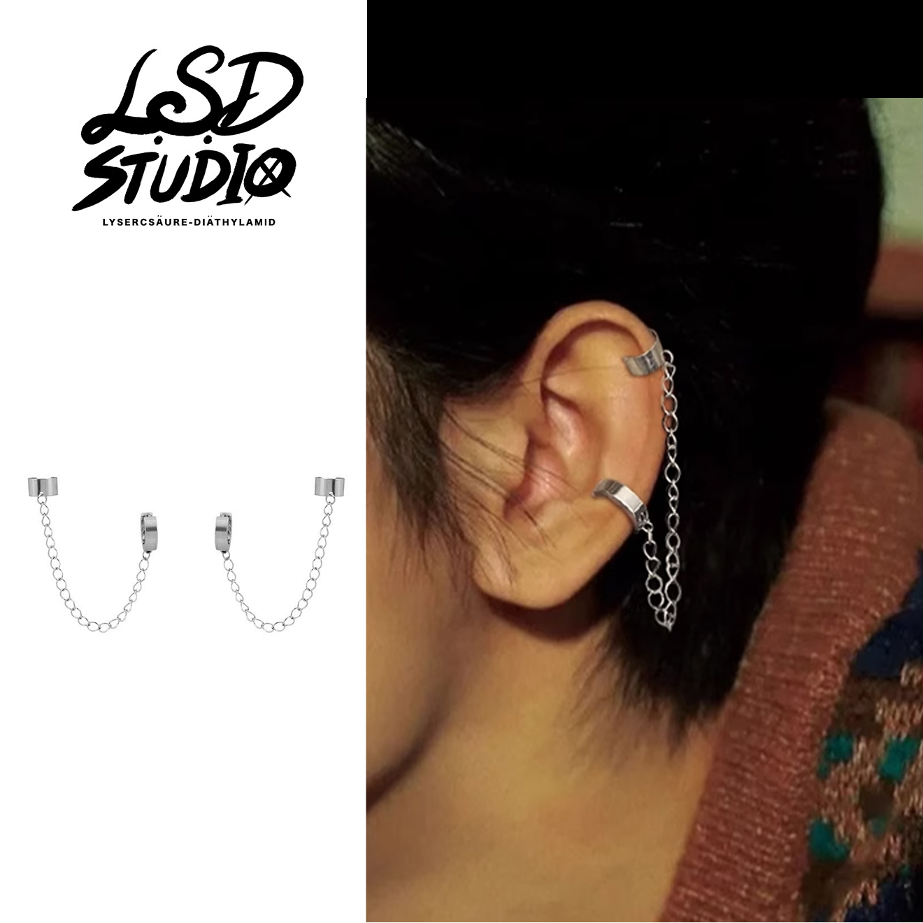 【ACGY009】中性款極簡鍊條雙耳夾