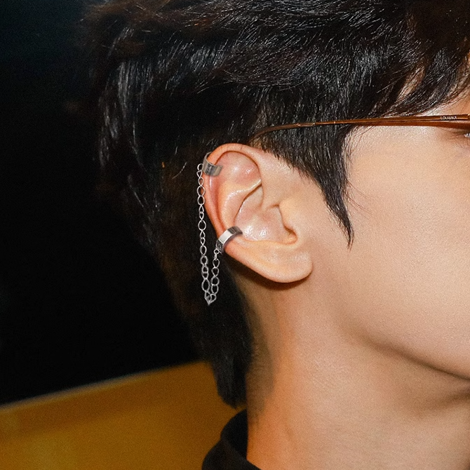 【ACGY009】中性款極簡鍊條雙耳夾