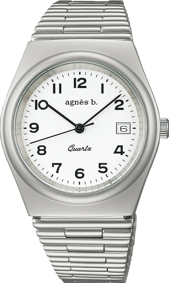 萬年鐘錶 - agnes b.   法式時尚經典復古白面款三大針不鏽鋼女錶  BG8014X1 / VJ32-KPP0S  錶徑34MM