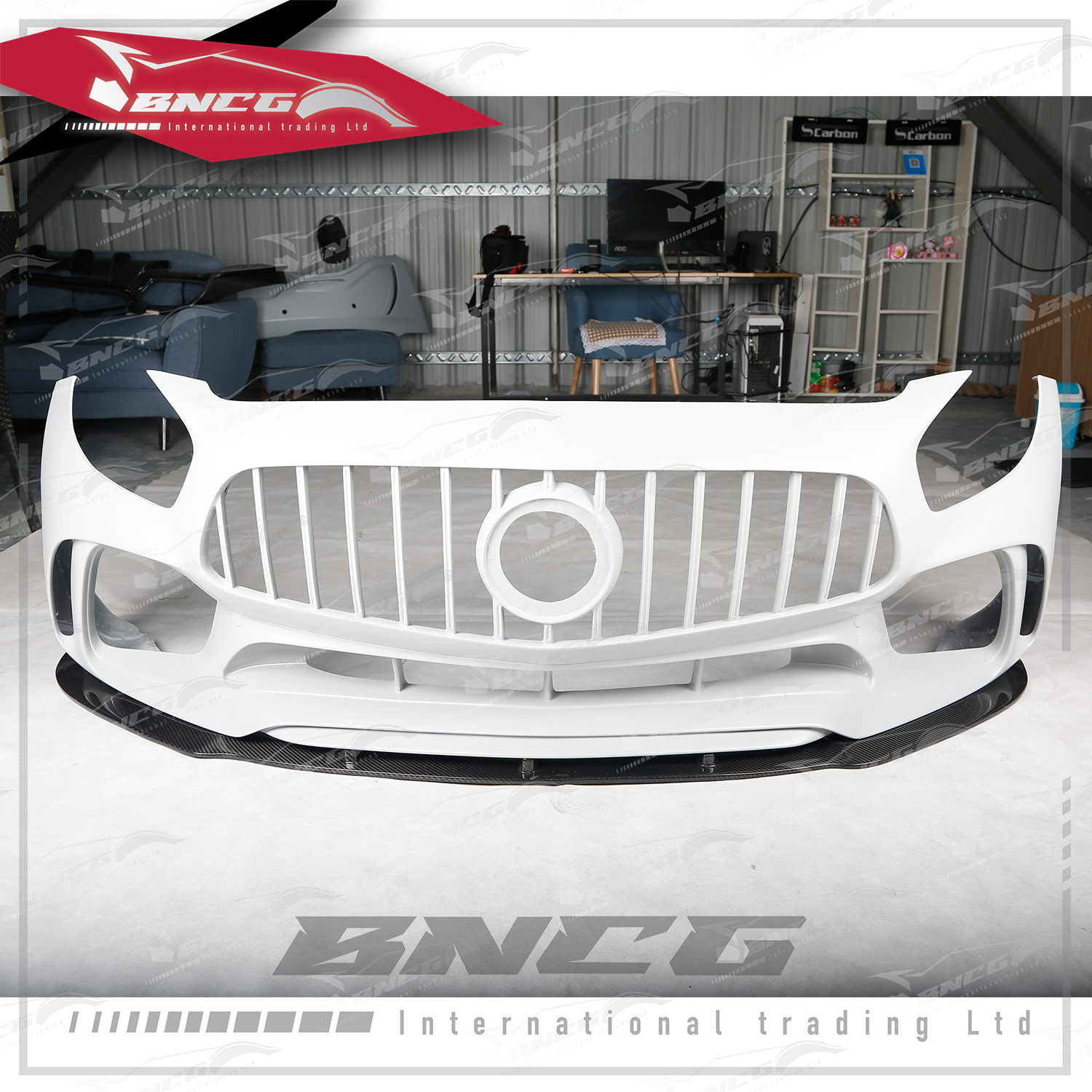 賓士 Benz AMG GT GTS 改裝 玻璃纖維 外觀件 空力套件 PD款 前保桿 前下巴 水箱罩 風口