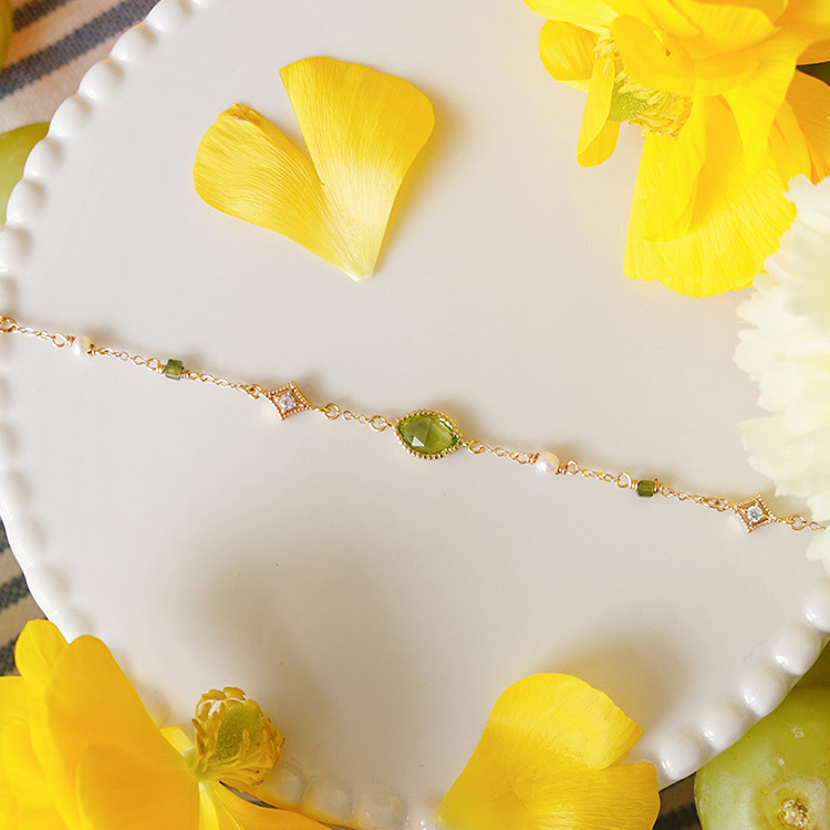 ♡彩寶鑲嵌｜公主的假日野餐 · Ariel – 橄欖石 – 手鍊