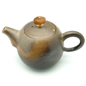 陶瓷 柴燒-正把壺+紅玉髓 顏綉錦作