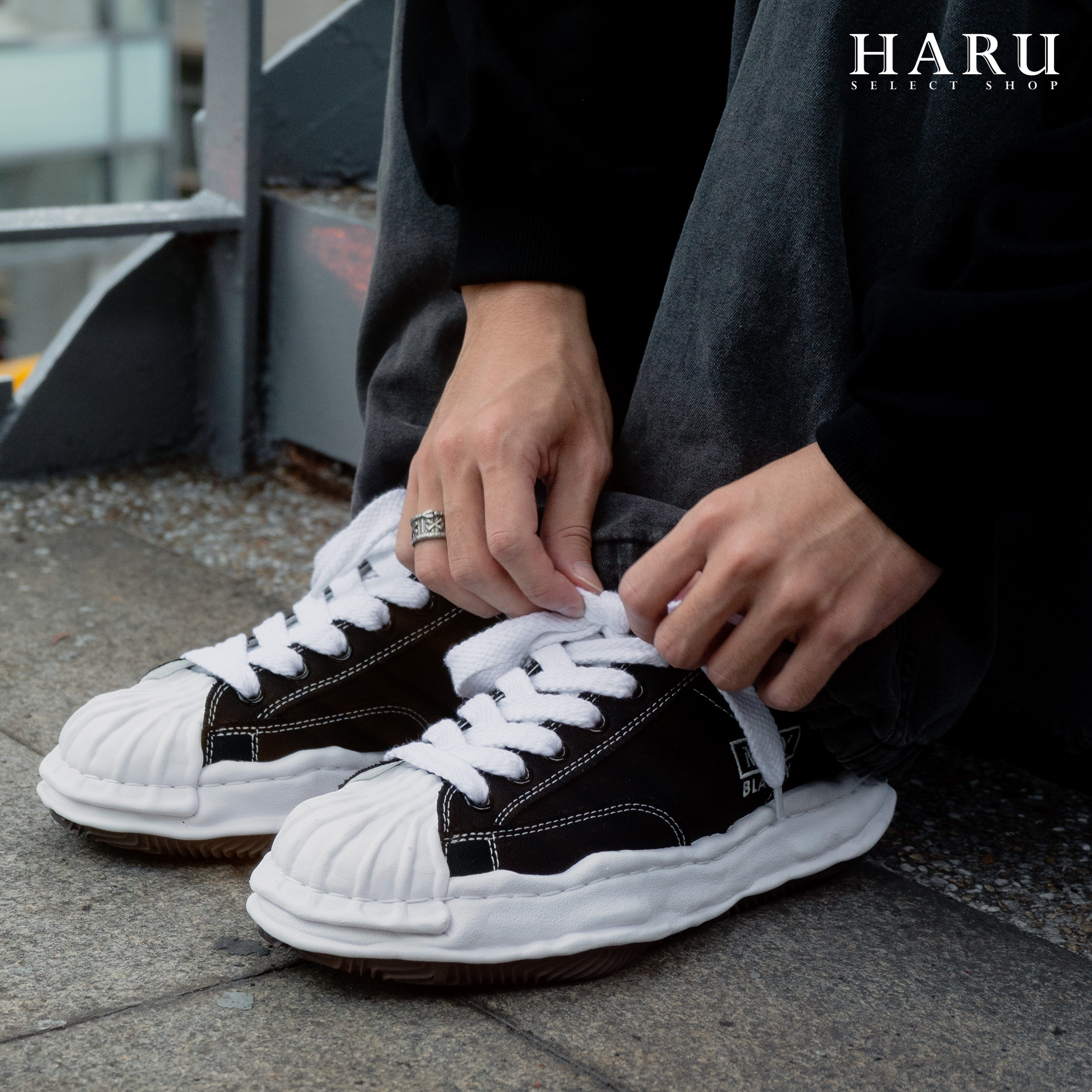 MIHARA YASUHIRO OG SOLE  LOW 貝殼頭 三原康裕 MMY 黑白 溶解鞋 男女休閒鞋 A08FW735