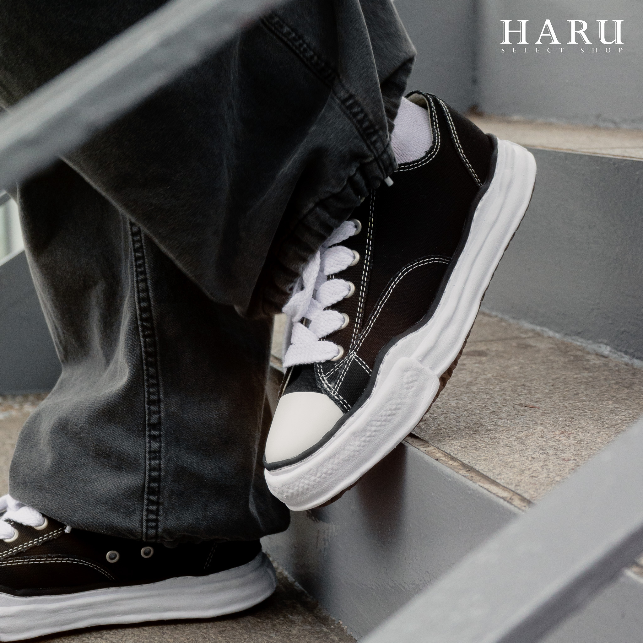 MIHARA YASUHIRO OG SOLE CANVAS LOW MMY 三原康裕 黑白 基本款 溶解鞋 男女休閒鞋 A01FW702