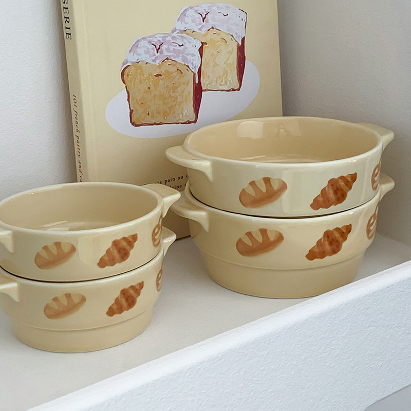 《3309》可愛麵包雙耳焗烤烘焙烤碗盤