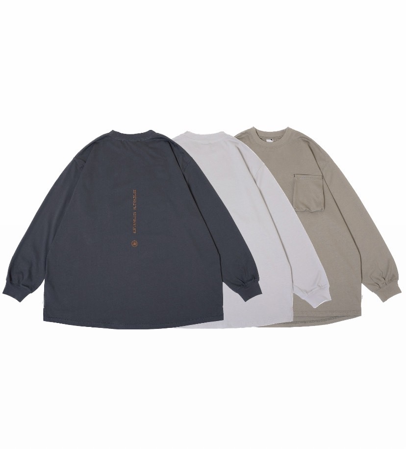 ANST 立體口袋刺繡長Tee 沙色/冷灰/霧藍 AN.28