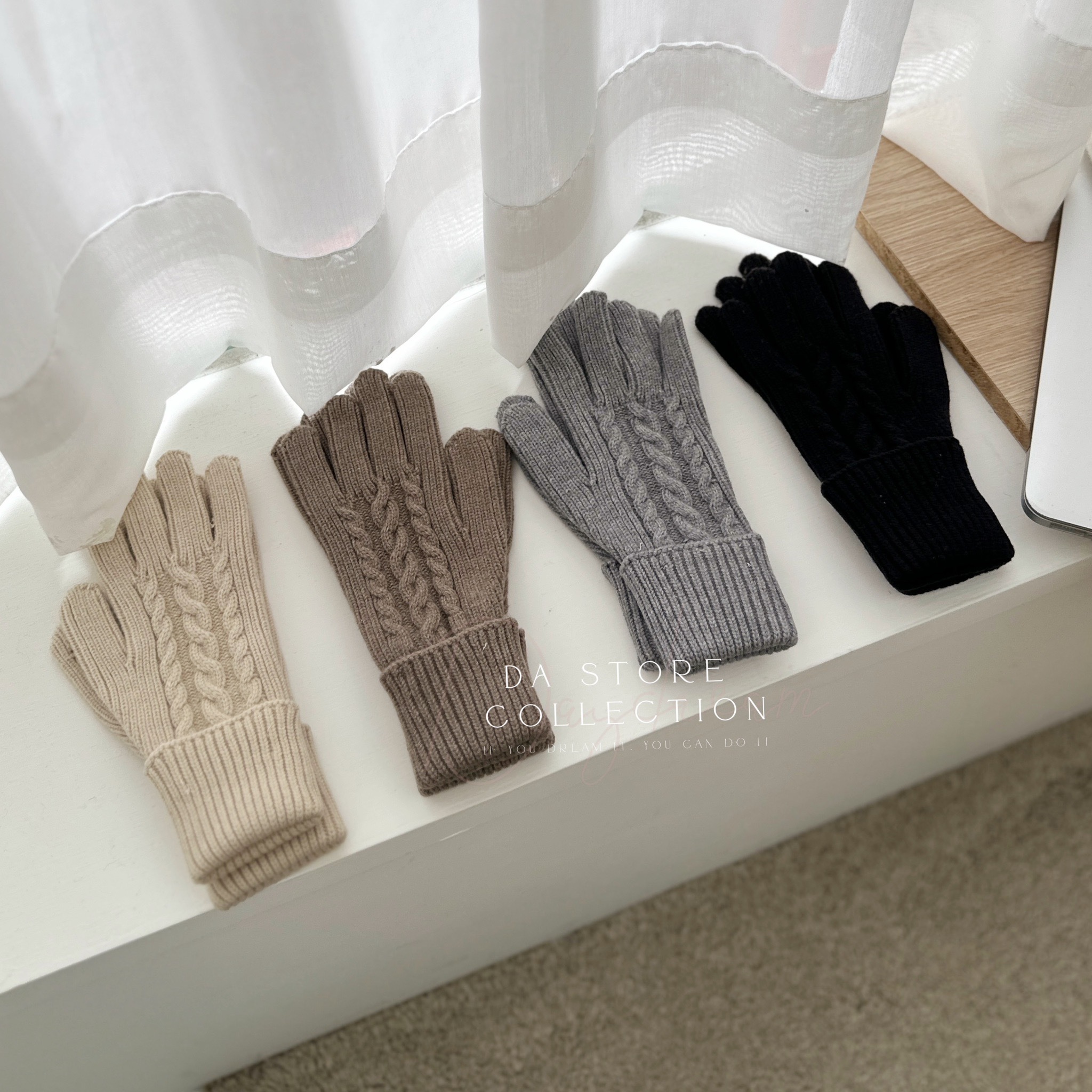 可觸控麻花坑條手套