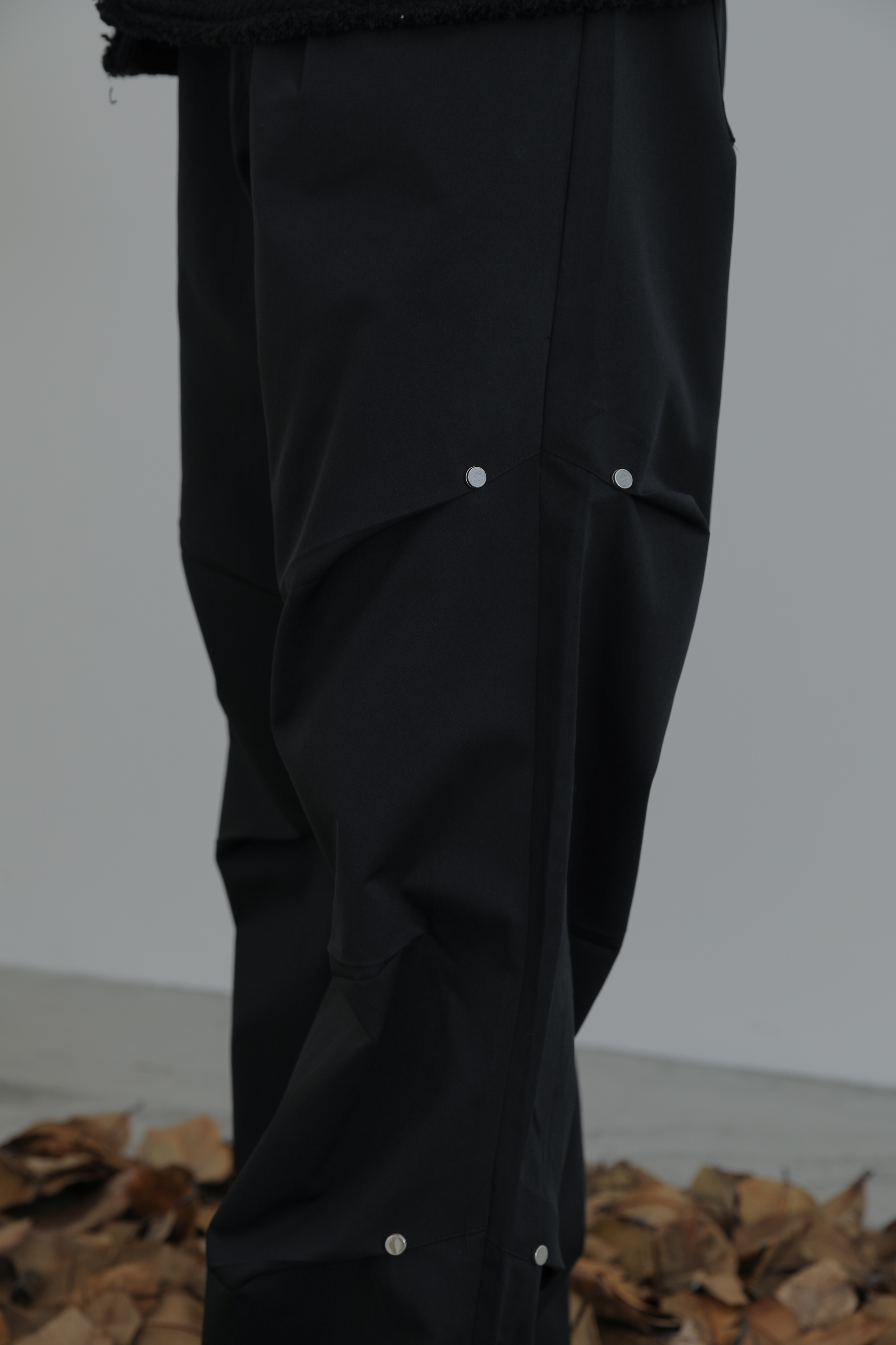 Nylon Button Strap Wide Pants #長褲