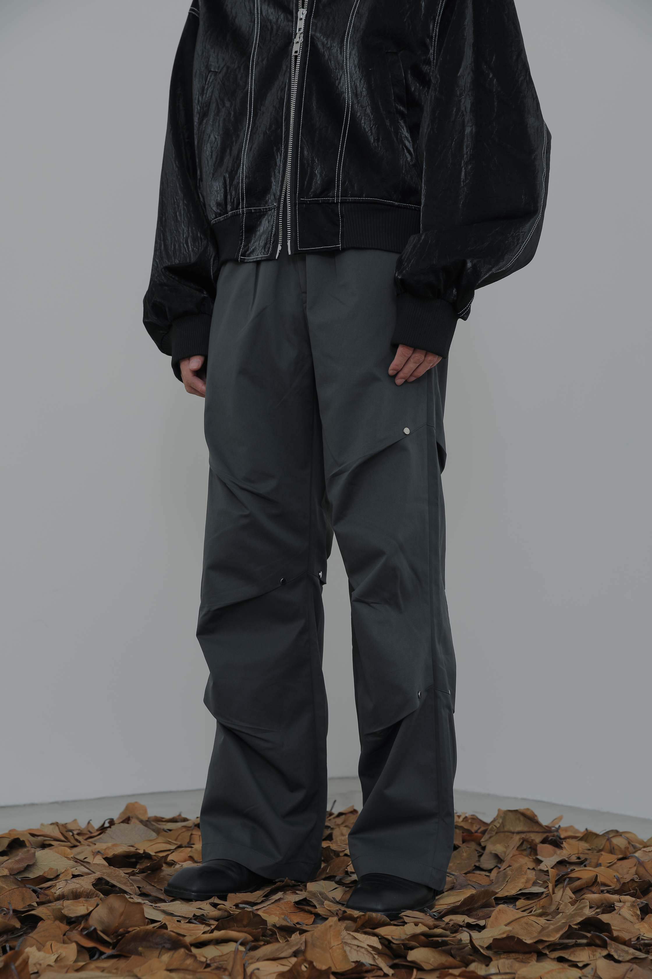 Nylon Button Strap Wide Pants #長褲