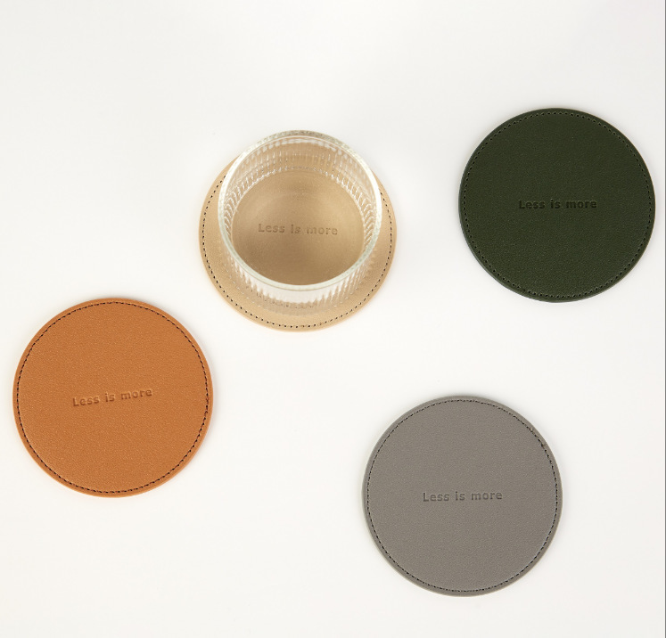 《3311》北歐簡約皮革圓形杯墊