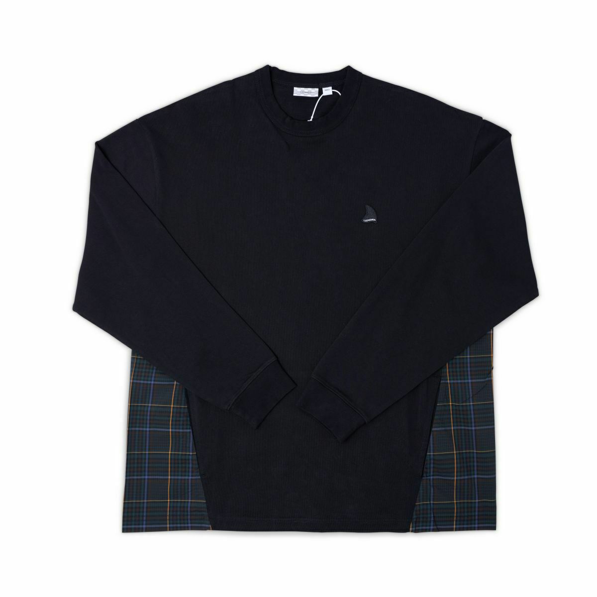 LAPRIMA 格紋拼接側袋拉鍊長袖衛衣