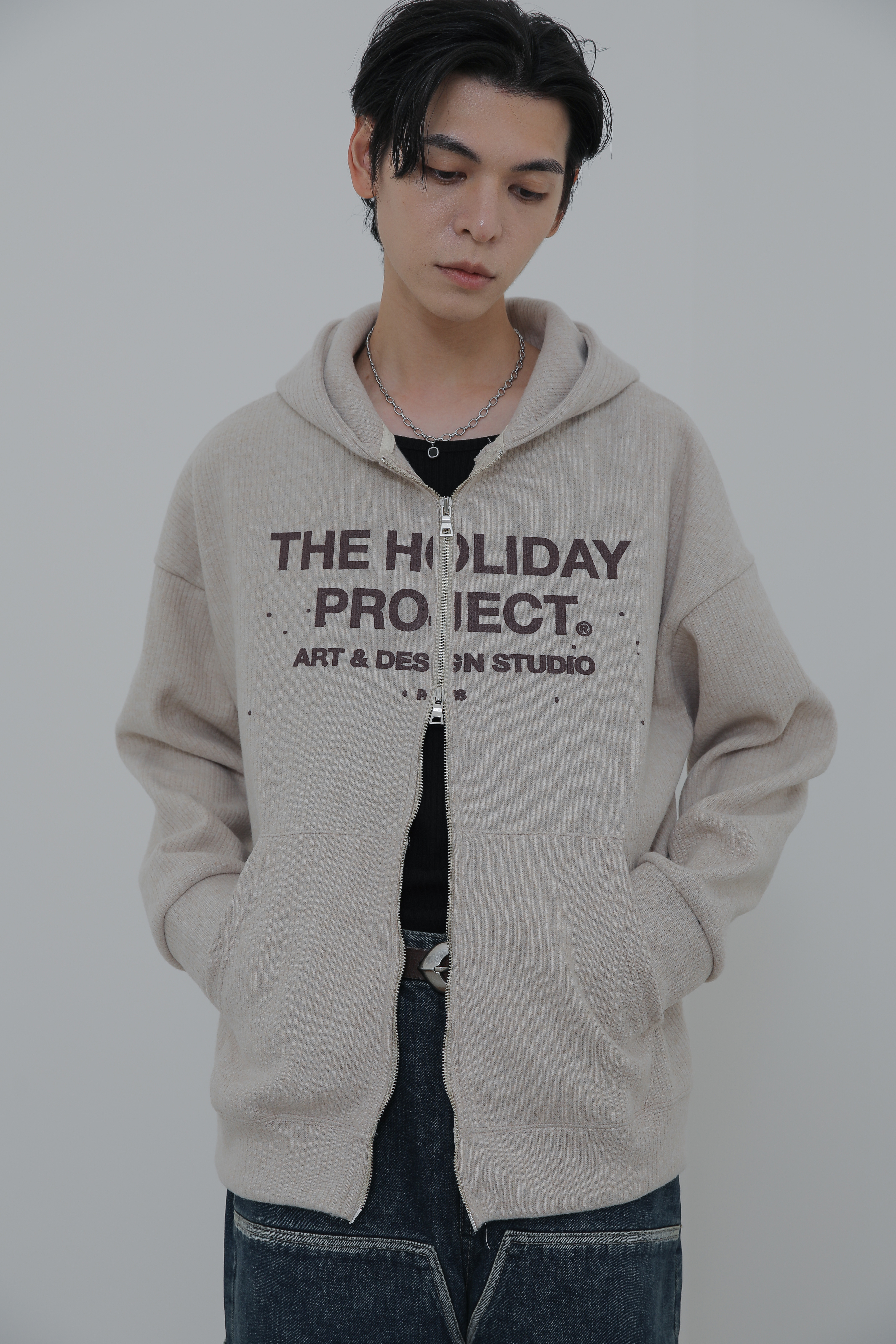 HOLIDAY Hooded Knit Zip Up #外套