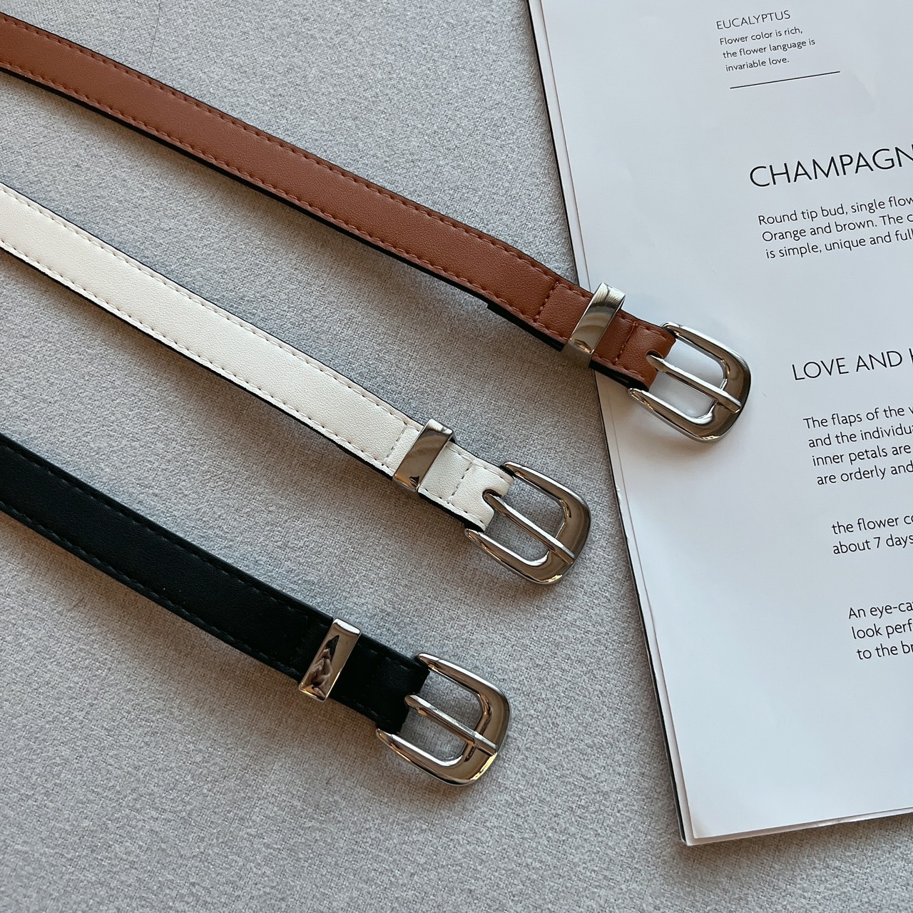 銀色金屬扣皮帶/三色