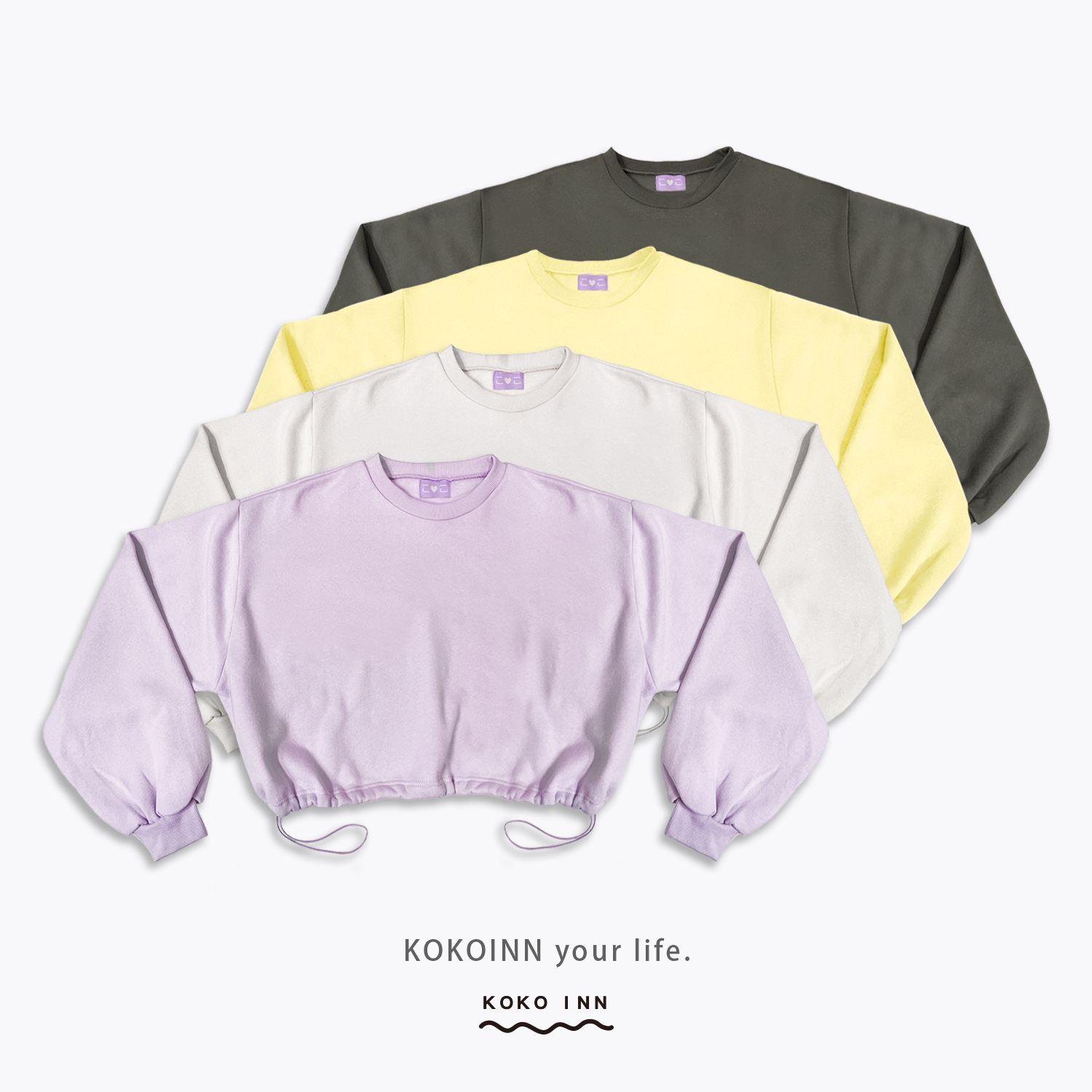 KOKOINN 側抽繩內刷毛短版衛衣