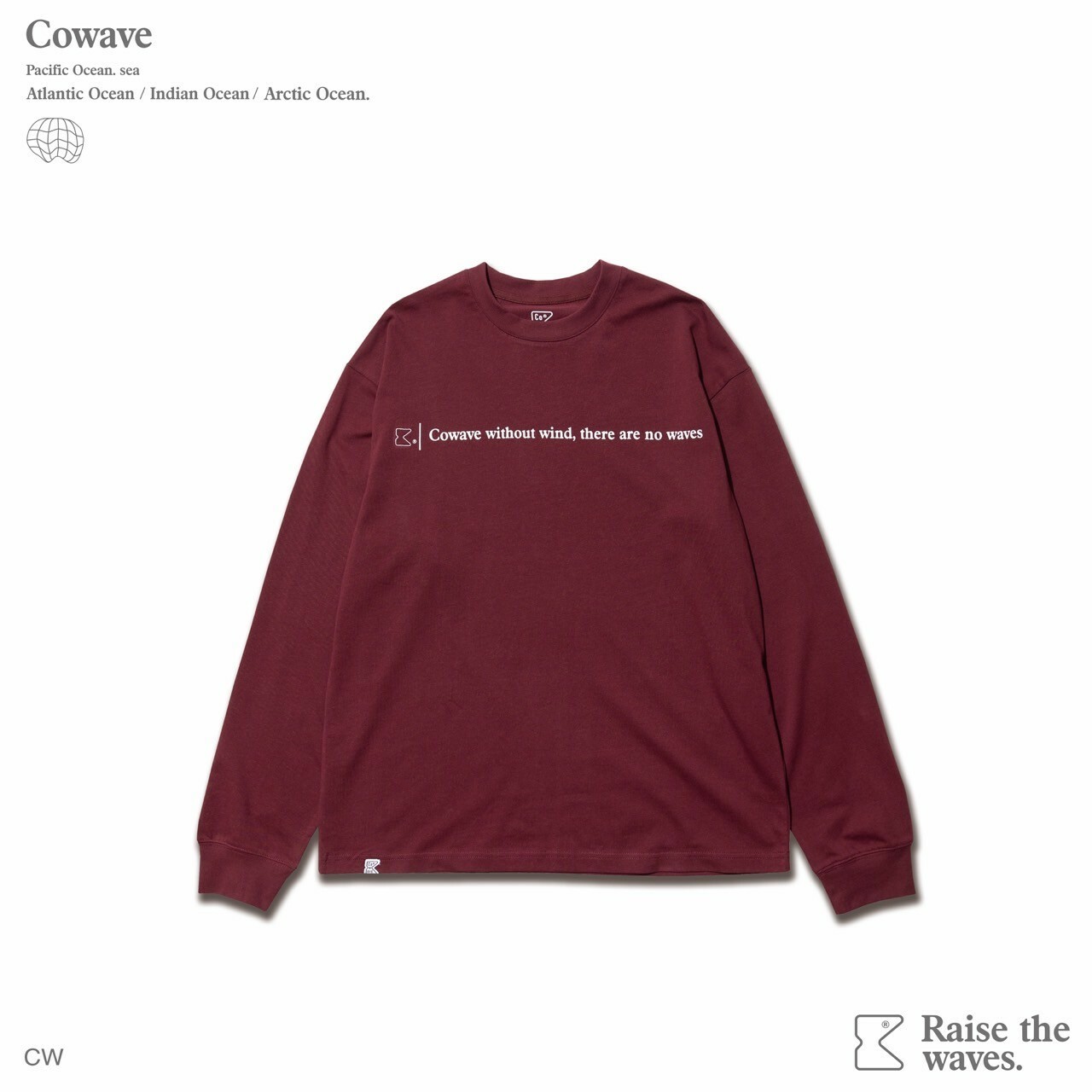 Cowave 2023-24 Fall & Winter Slogan font L/S tee 酒紅