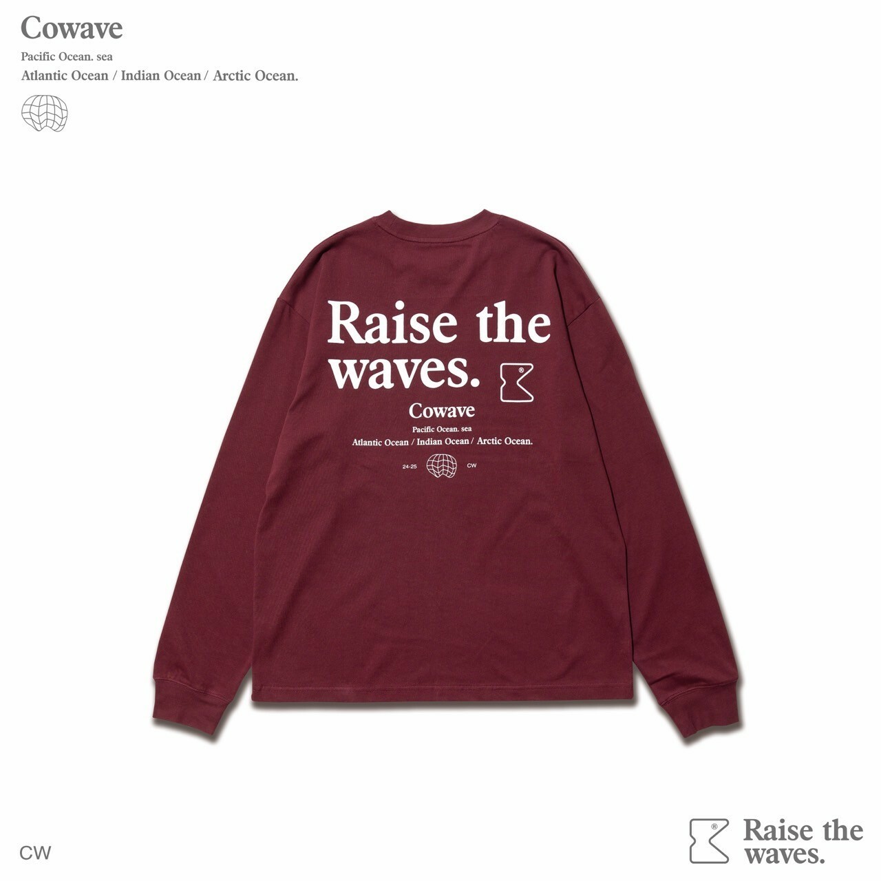 Cowave 2023-24 Fall & Winter Slogan font L/S tee 酒紅
