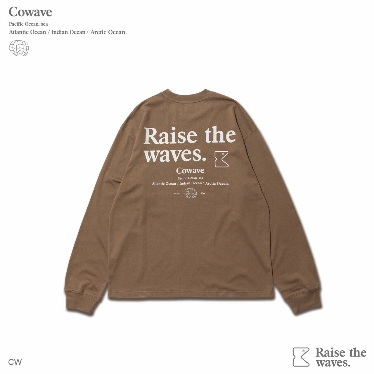 Cowave 2023-24 Fall & Winter Slogan font L/S tee 卡其