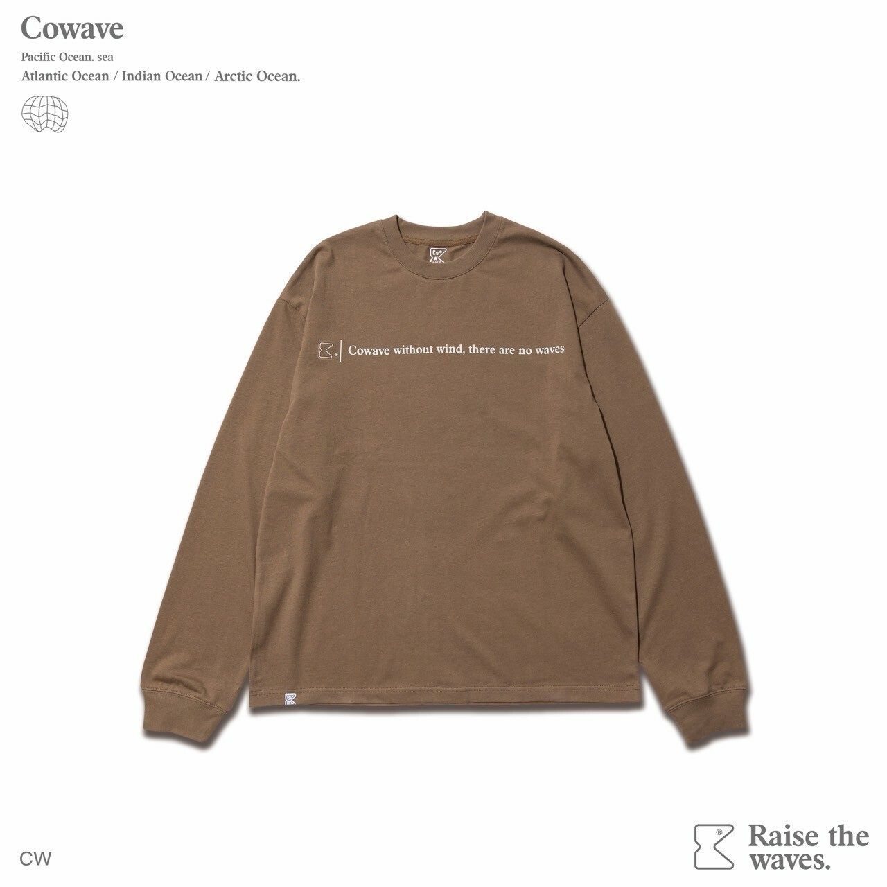 Cowave 2023-24 Fall & Winter Slogan font L/S tee 卡其