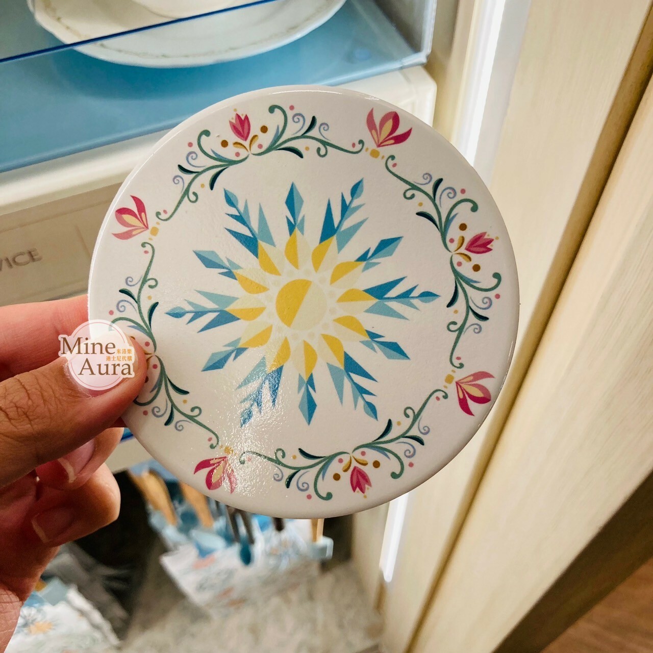 World of Frozen 限定 雪花圖騰 白色 陶瓷 杯墊 冰雪奇緣 Frozen -香港迪士尼樂園