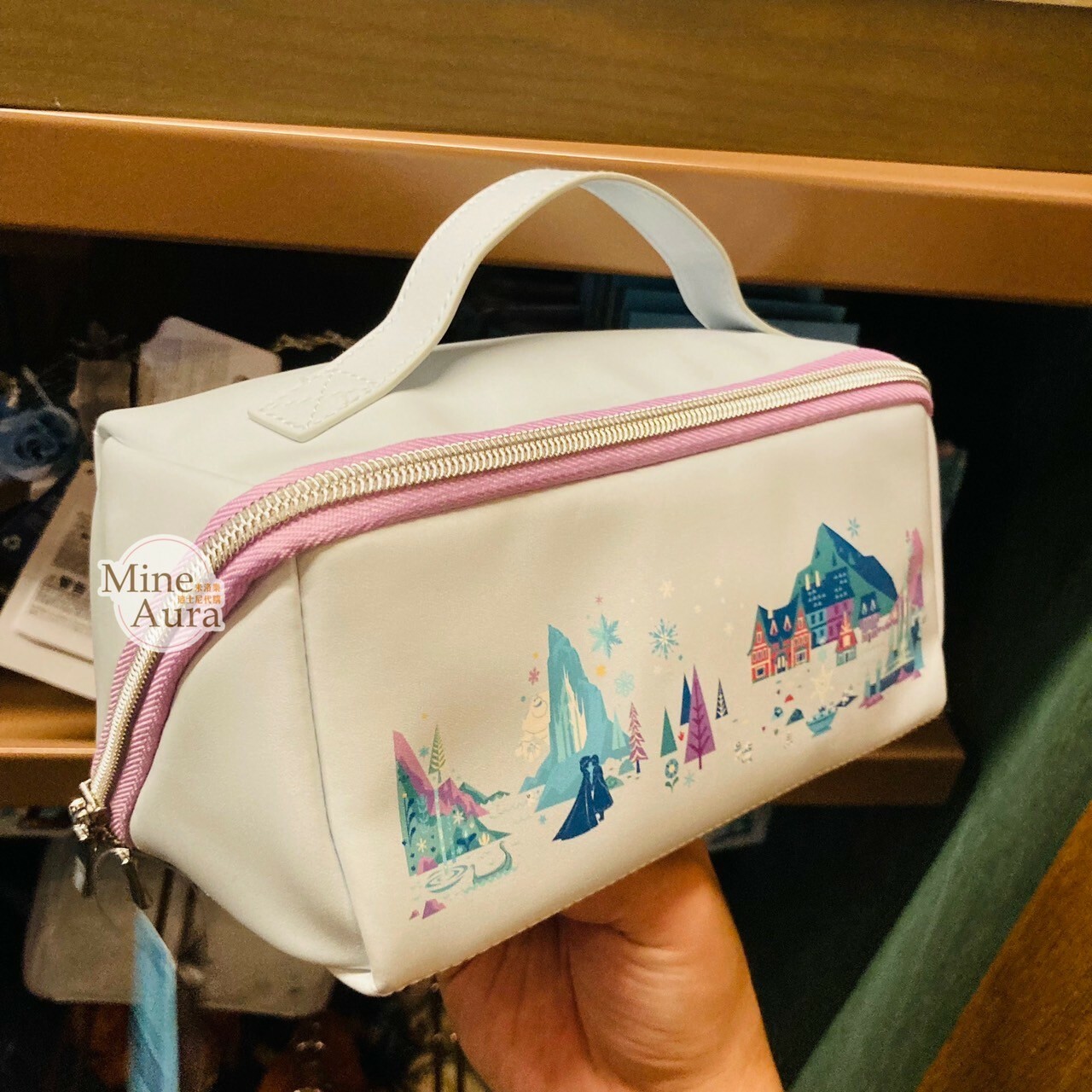 World of Frozen 限定 艾倫戴爾王國 圖案 大開口 手提 收納包 化妝包 冰雪奇緣 Frozen -香港迪士尼樂園