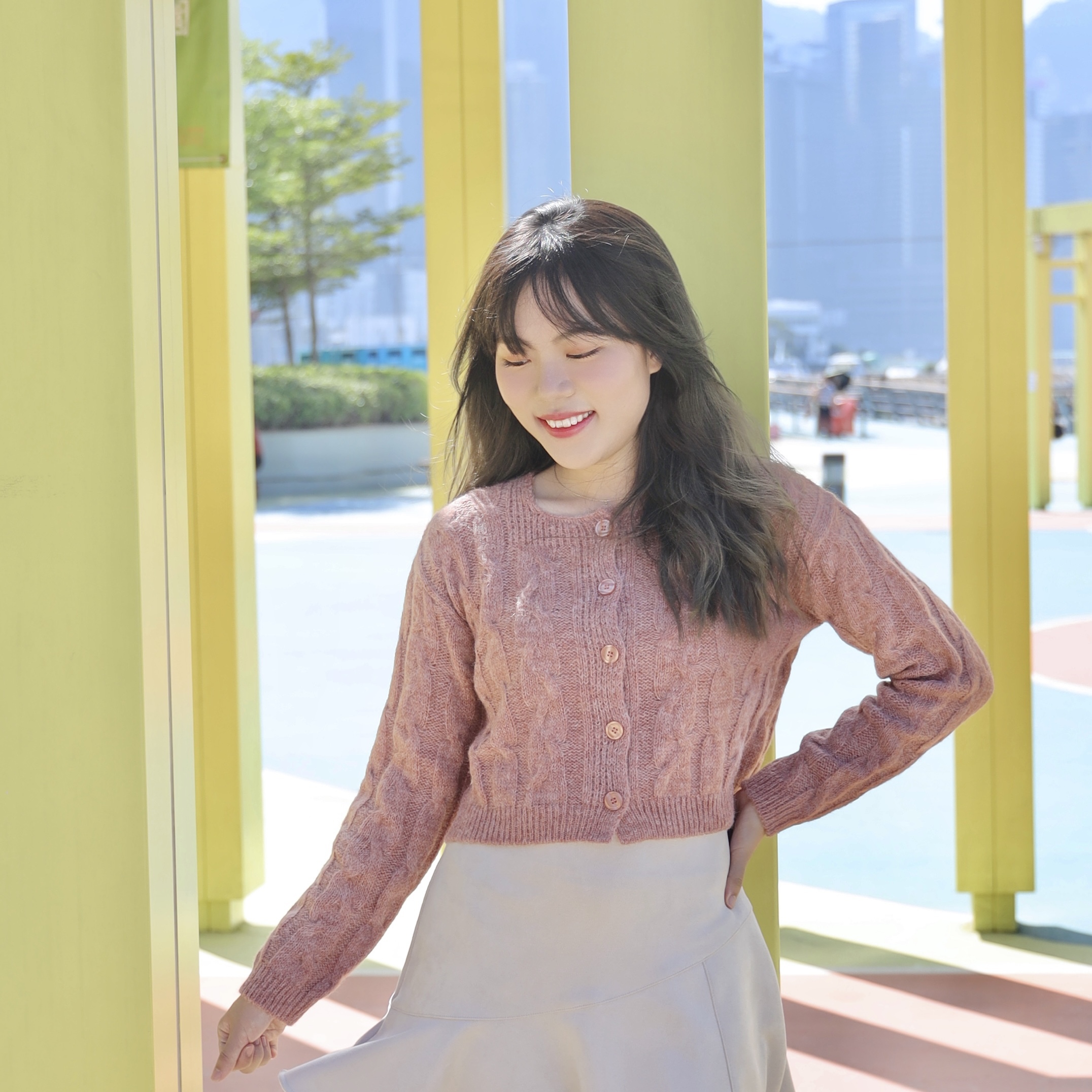 ||TOP441||麻花鈕扣短身氣質針織TOP