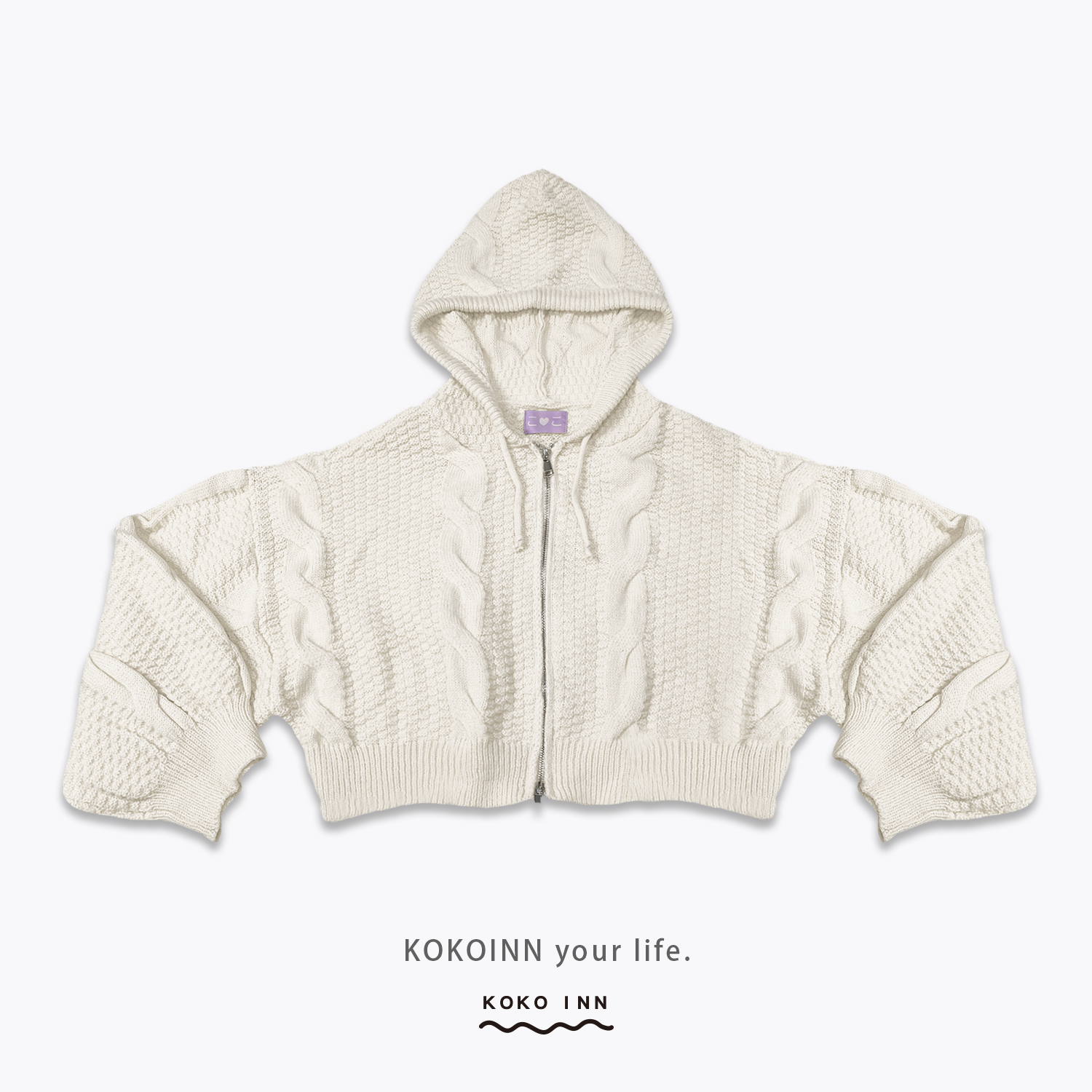 KOKOINN 糖果色麻花針織連帽外套