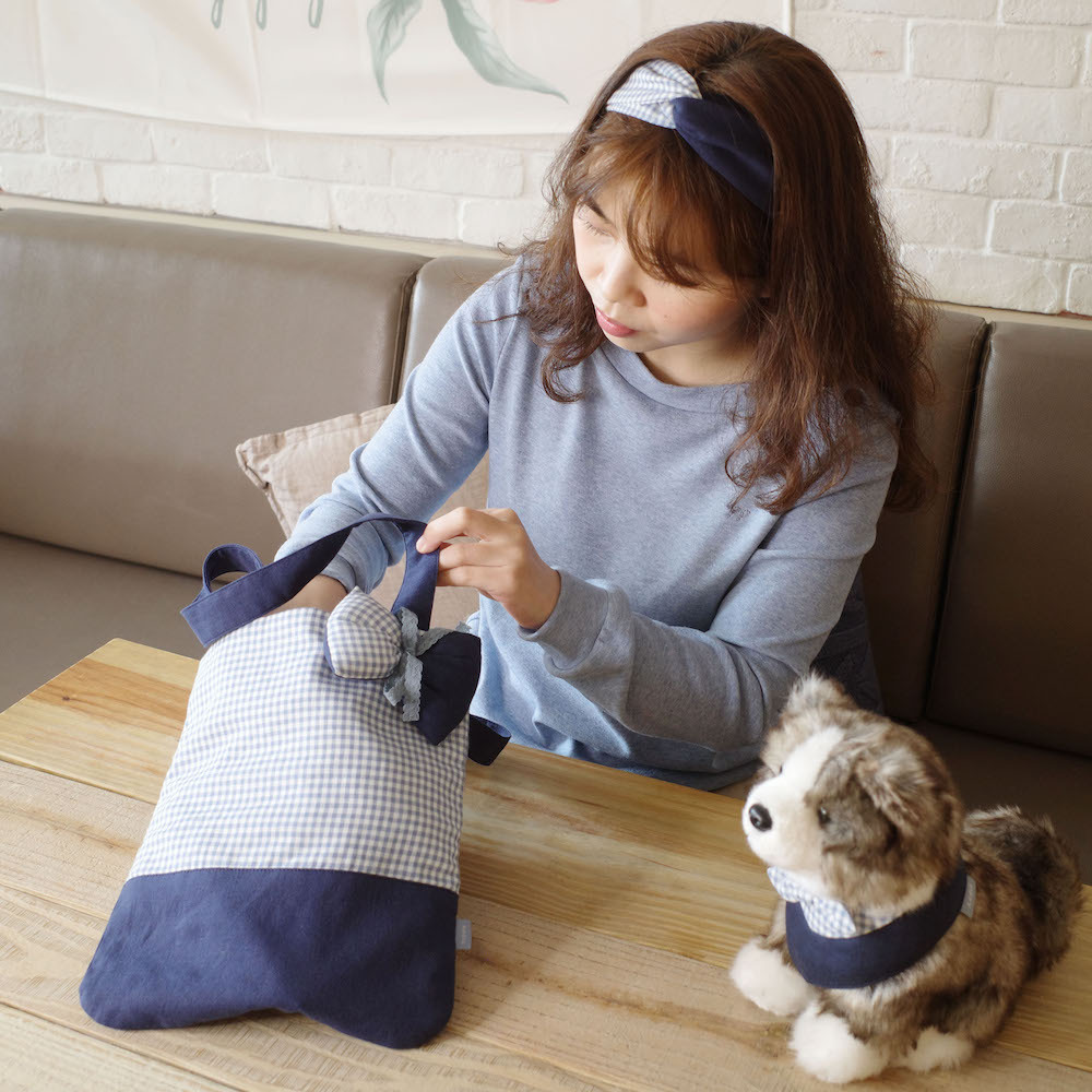 <官網限定> PIPPY格紋拼接優雅髮帶(尺寸S) 藍