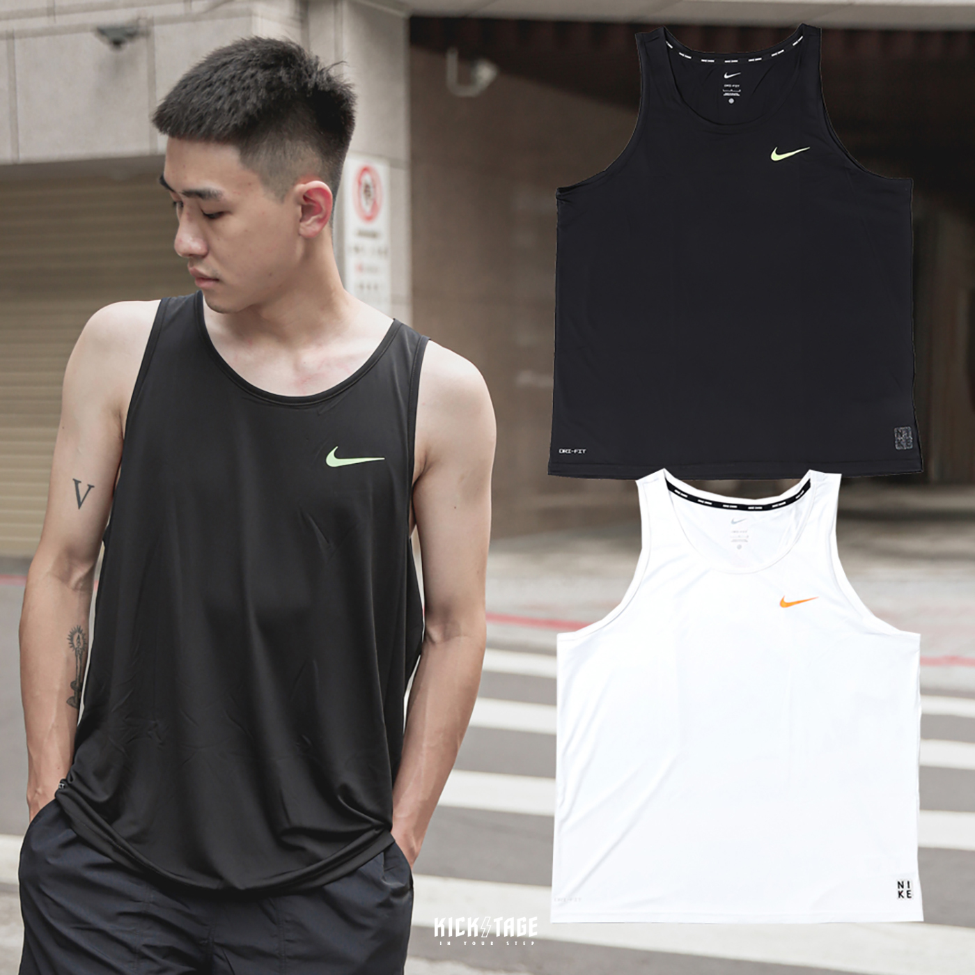 **特價商品售出不退換**男款 NIKE SWIM BLOCK SWOOSH 黑色 白色 小勾 吸濕排汗 快乾 游泳 運動背心【NESSC670】