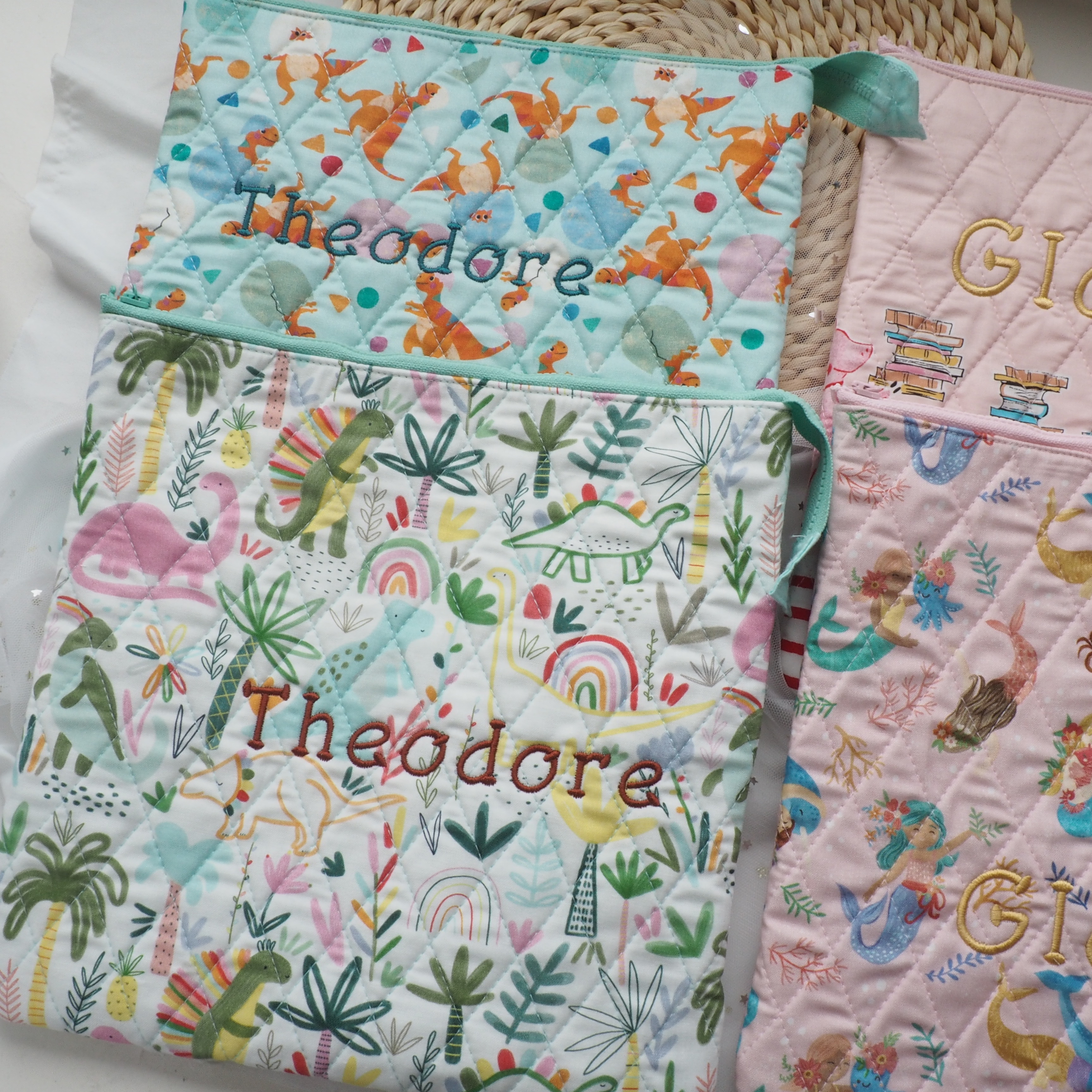 格仔拉鏈袋 - 大【可自選圖案】