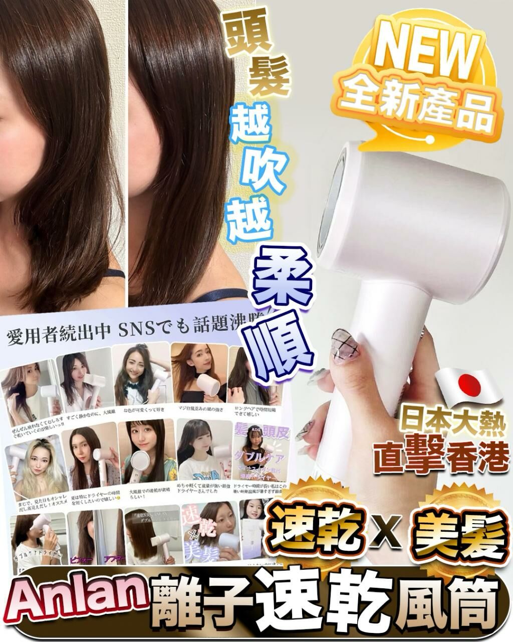 Anlan 離子速乾風筒