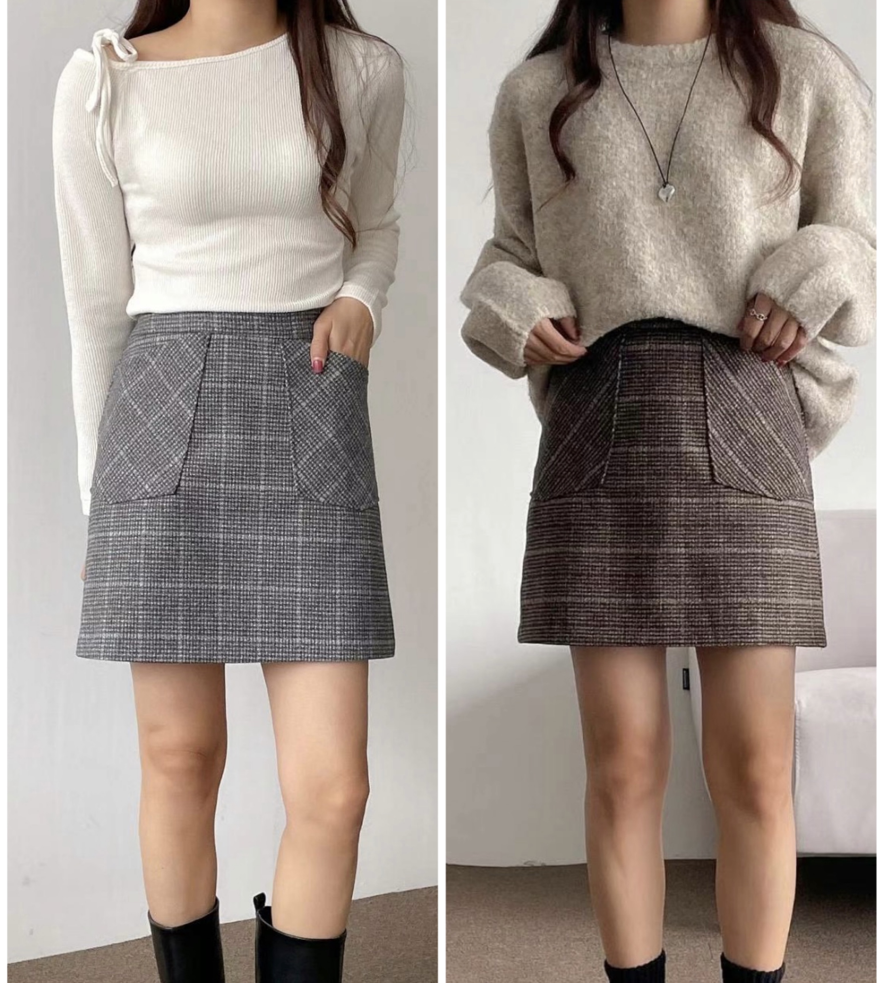 𝑺𝑨𝑳𝑬 秋冬暗格紋口袋短裙