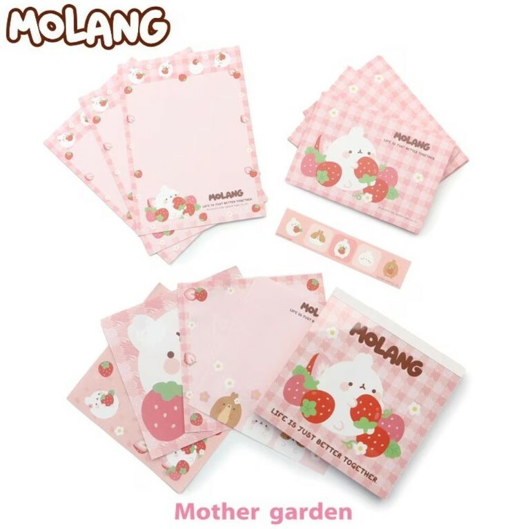 MOLANG 萌浪兔 草莓繪 （迷你信件組／方形便條紙）