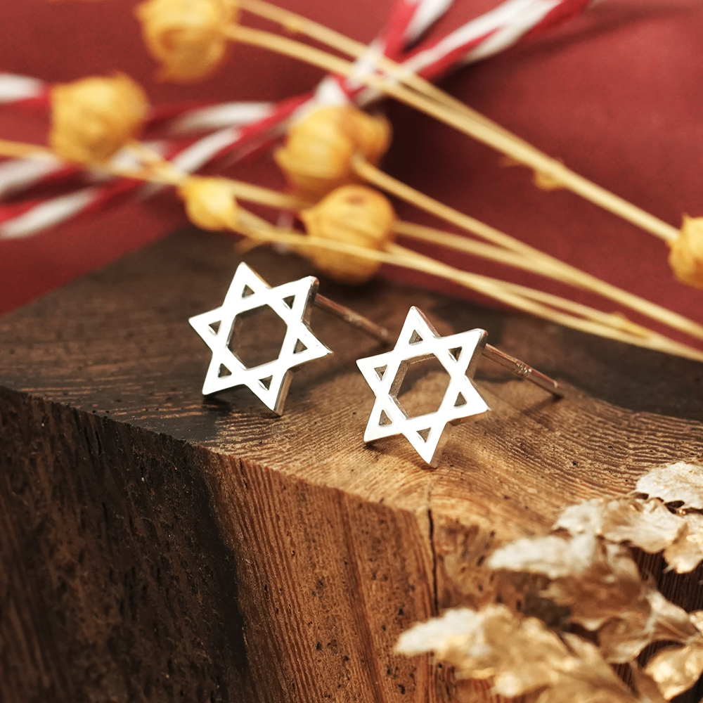 六芒星的守護 聖誕節系列 925純銀耳環 耳針
