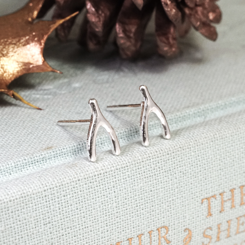 幸運骨 許願骨 925純銀耳針 針式耳環