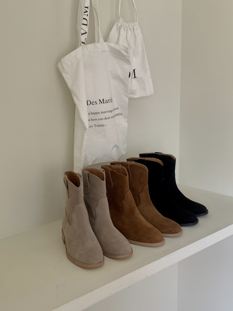 #228N58 率性擔當，麂皮手工西部牛仔靴 • 韓國製