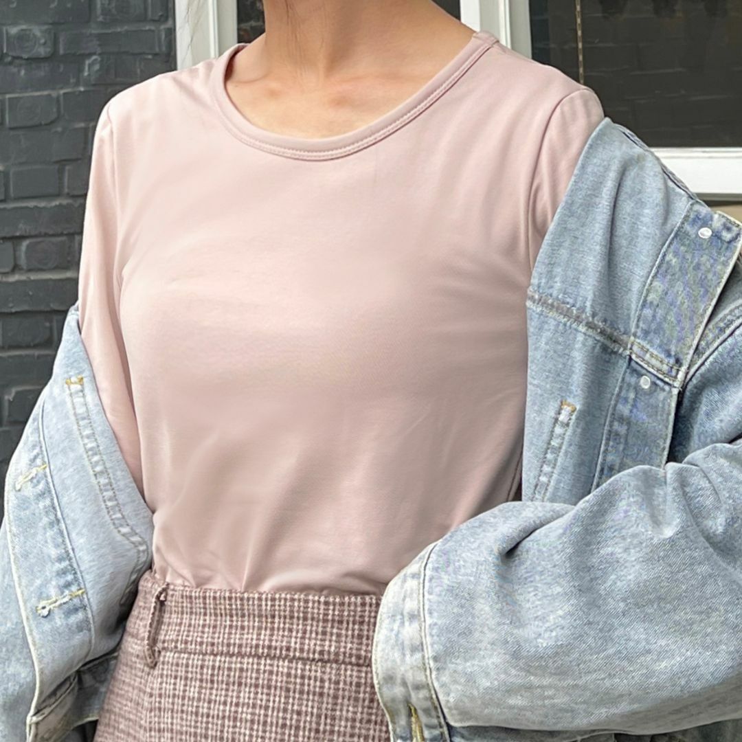 【圓領】速暖絨保暖衣3.0-奶杏