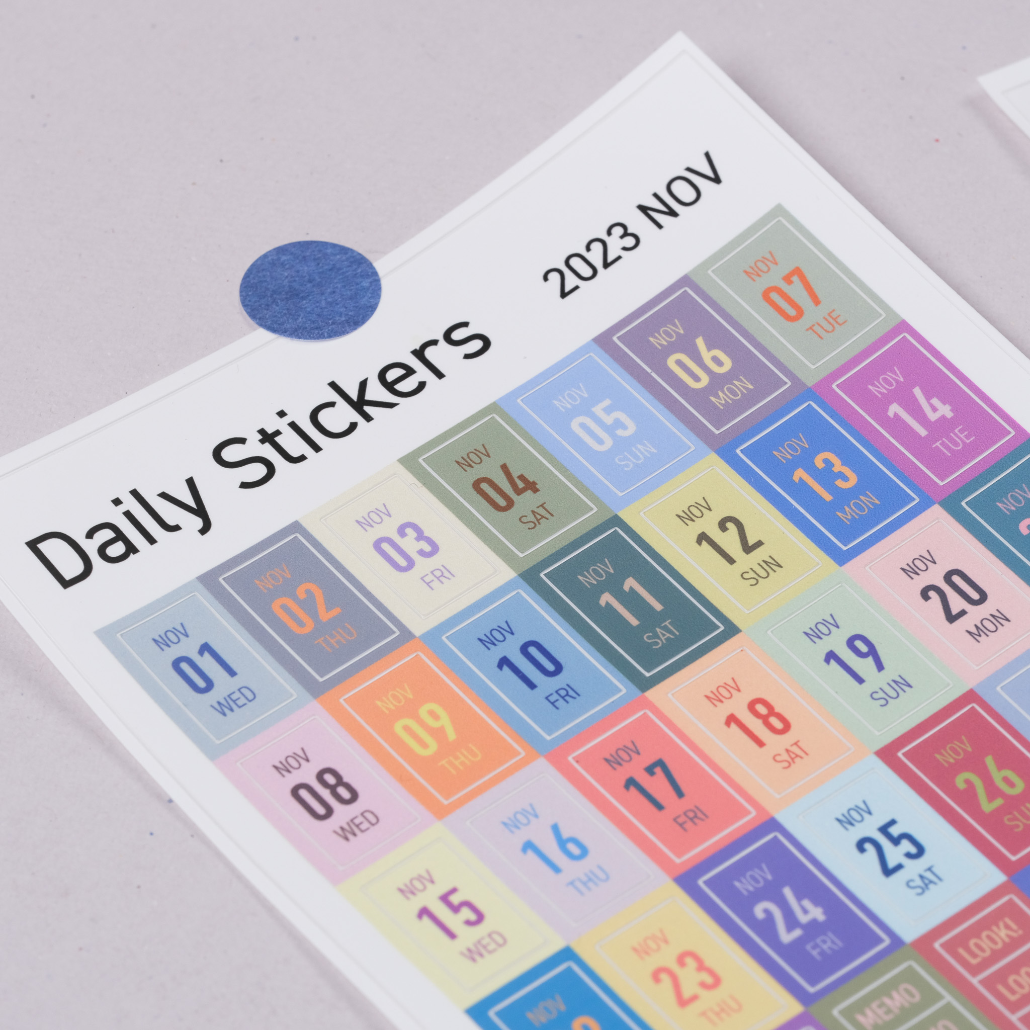 實際日期簡單日付貼紙 彩色版本 /一分之一工作室