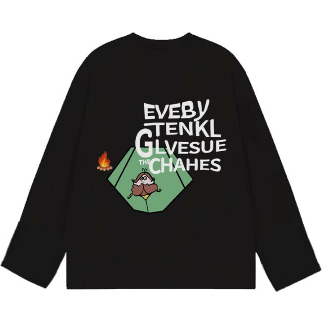 Original design letter print long sleeve T-shirt women's versatile fashion base layer top