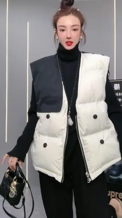 Patchwork contrasting vest jacket