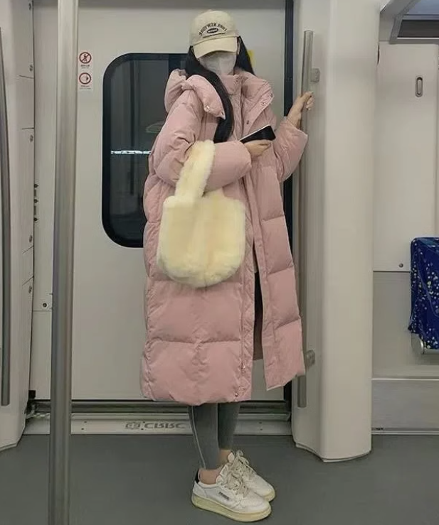 長款加厚連帽棉服外套